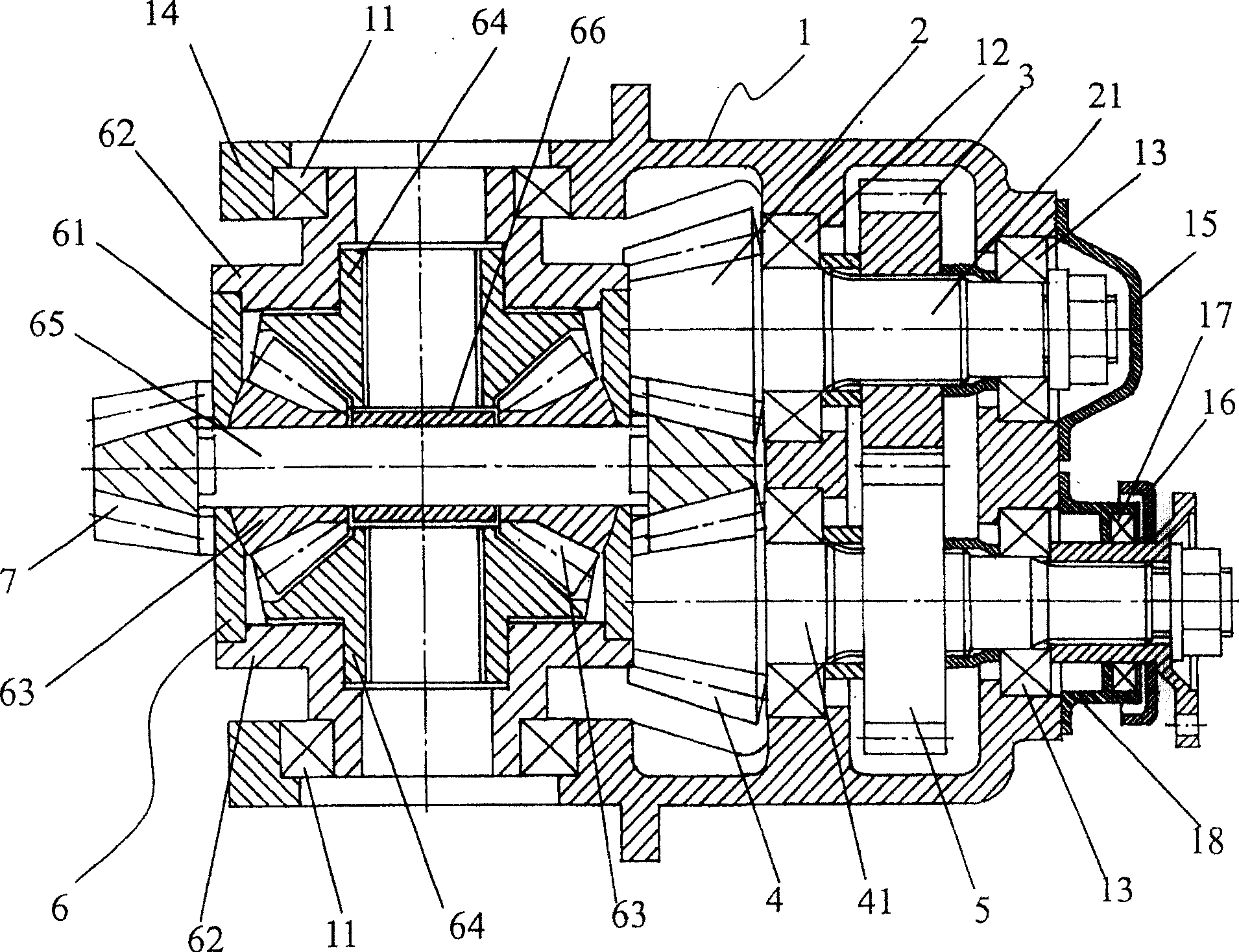 Main speed reducing device having dynamic branch off structure