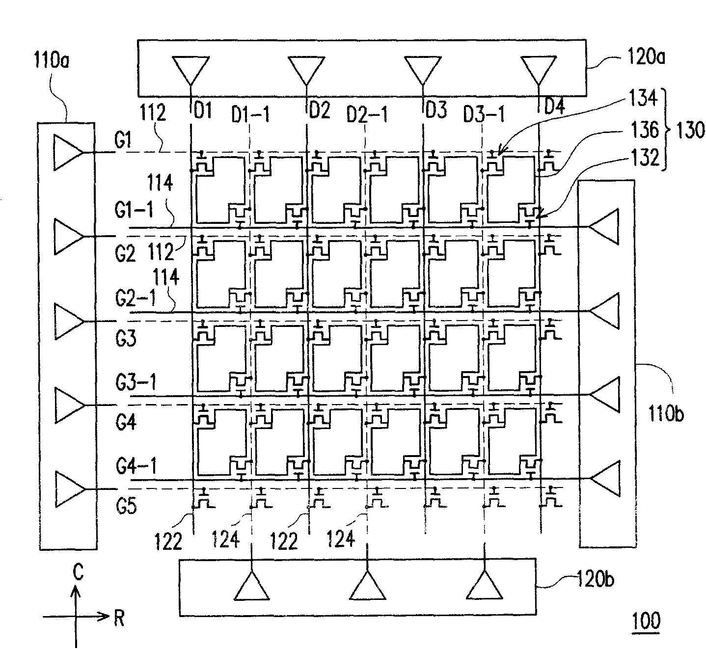 Pixel array structure and driving method thereof