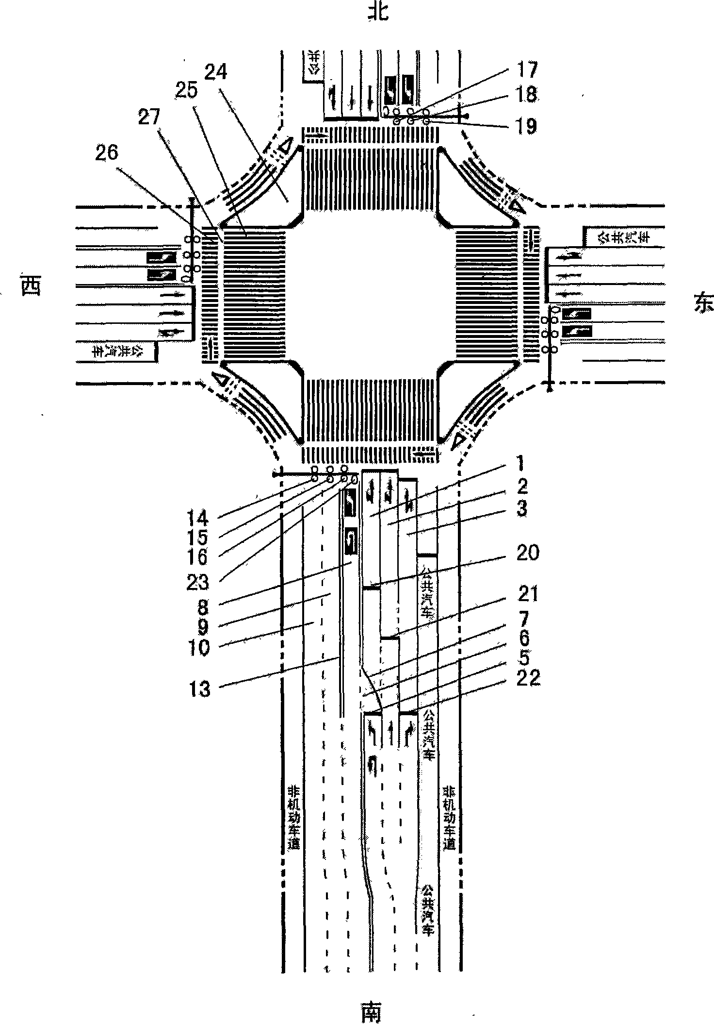 Method for setting road traffic signal and controlling crossing traffic