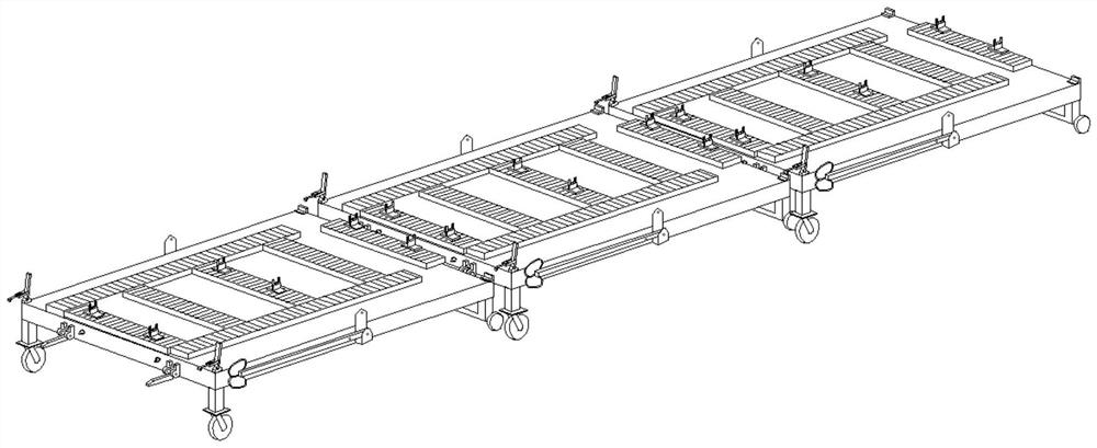 Bearing type passenger car chassis assembling, welding, overturning, transferring and splicing integrated tool