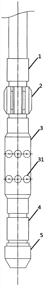 Drag type packer-less hydraulic jet pulsating acid fracturing device and method