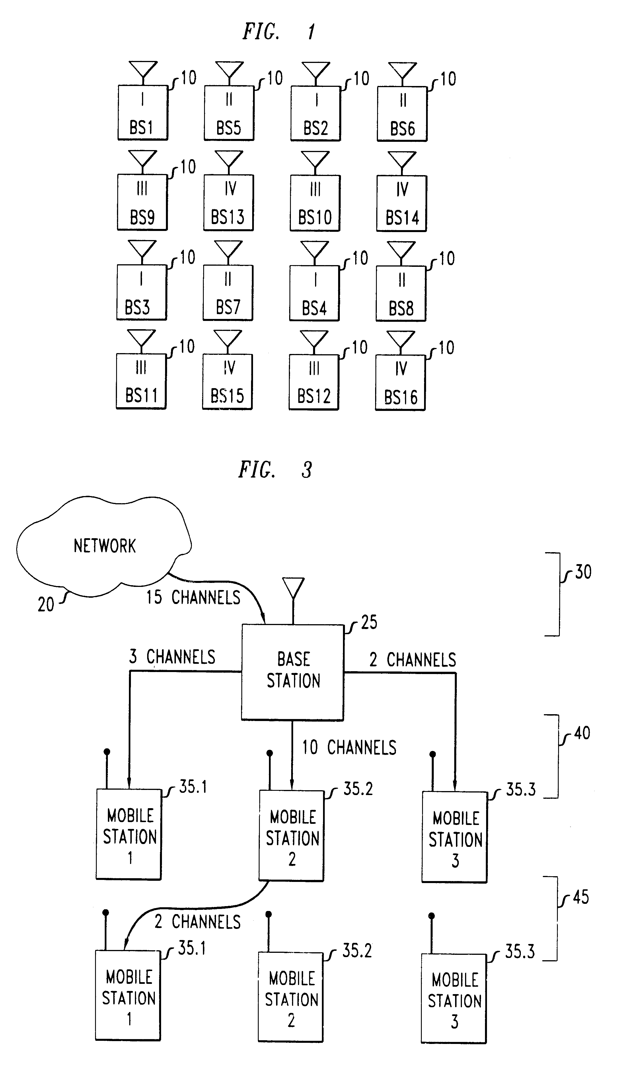 Method for dynamically allocating carriers in a wireless packet network, with reuse of carriers