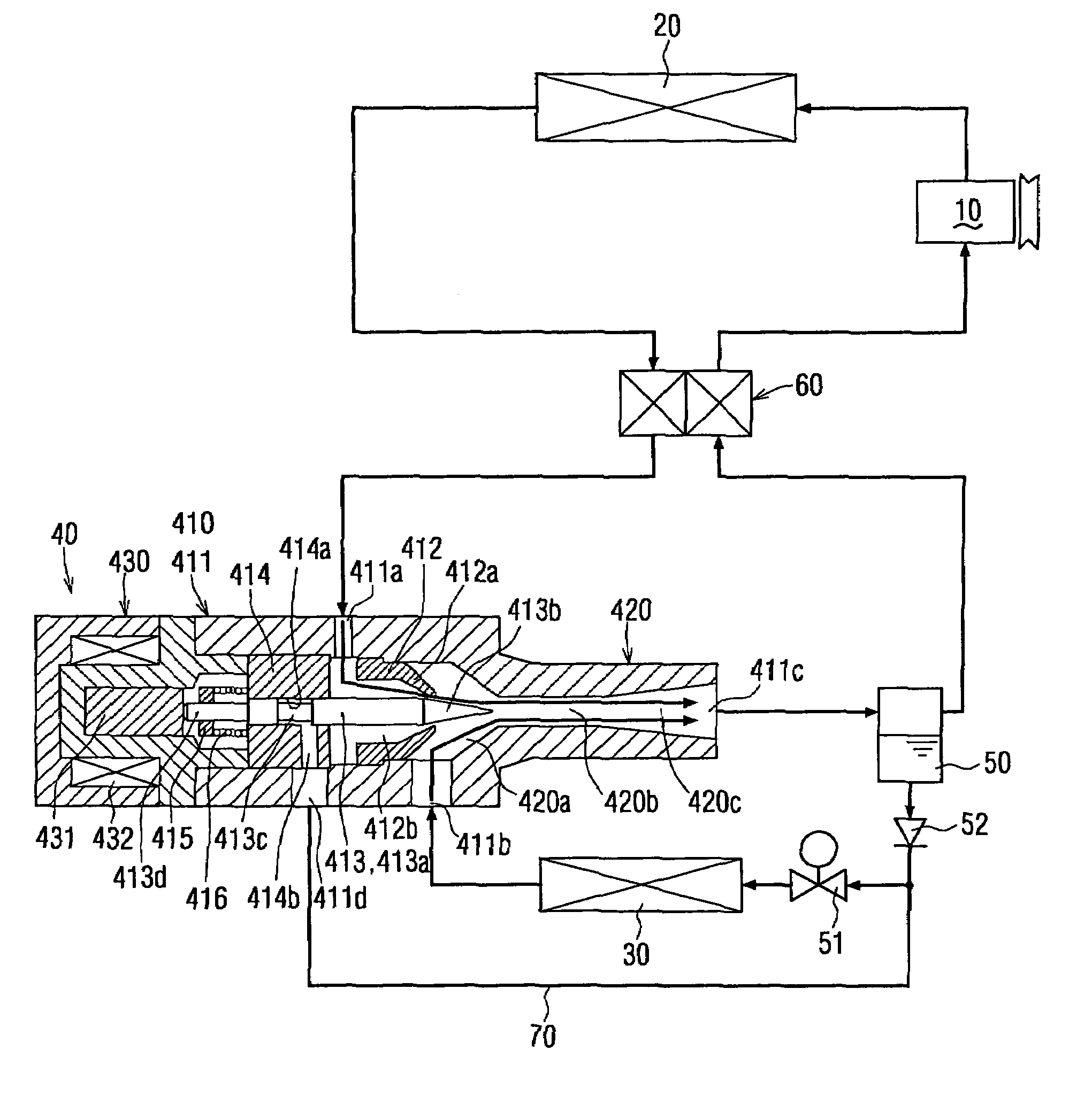 Ejector cycle and ejector device