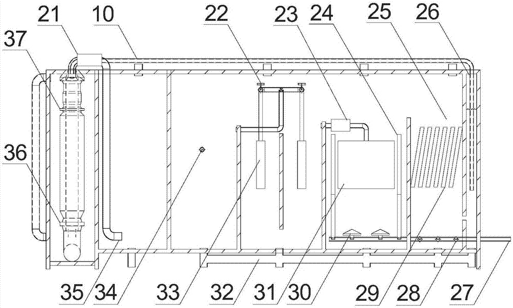 Integrated device for treating aquaculture wastewater and application of integrated device