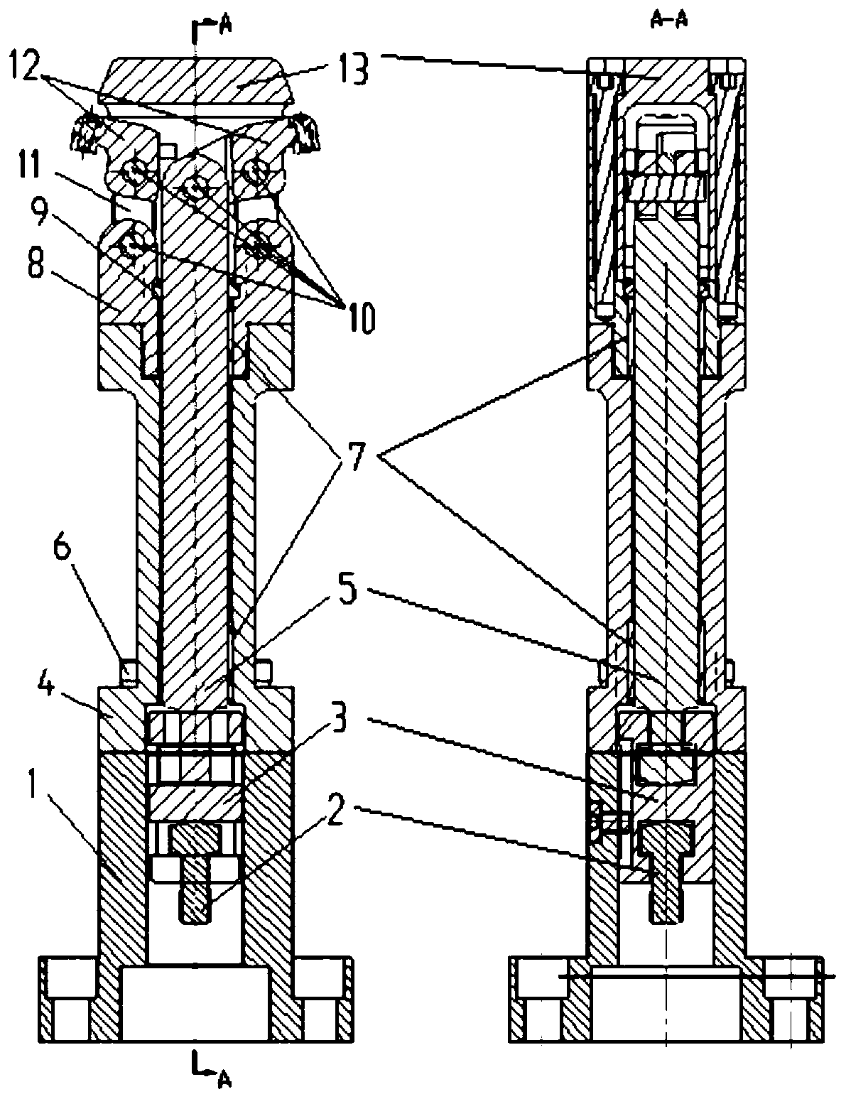 Cylinder body hydraulic clamp quick-change type pressing mechanism