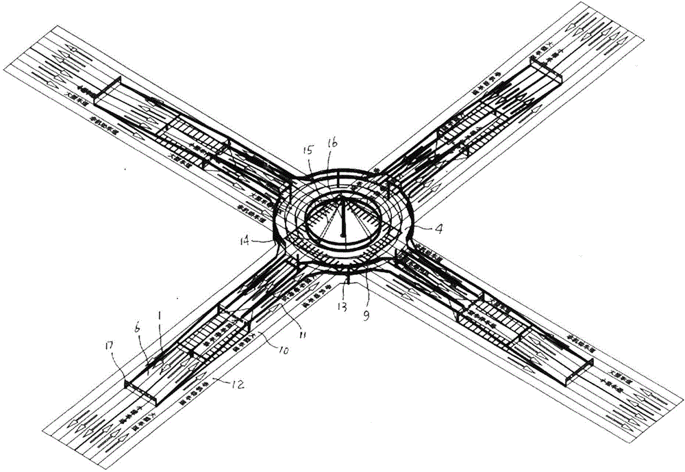 Urban multilayer roundabout viaduct