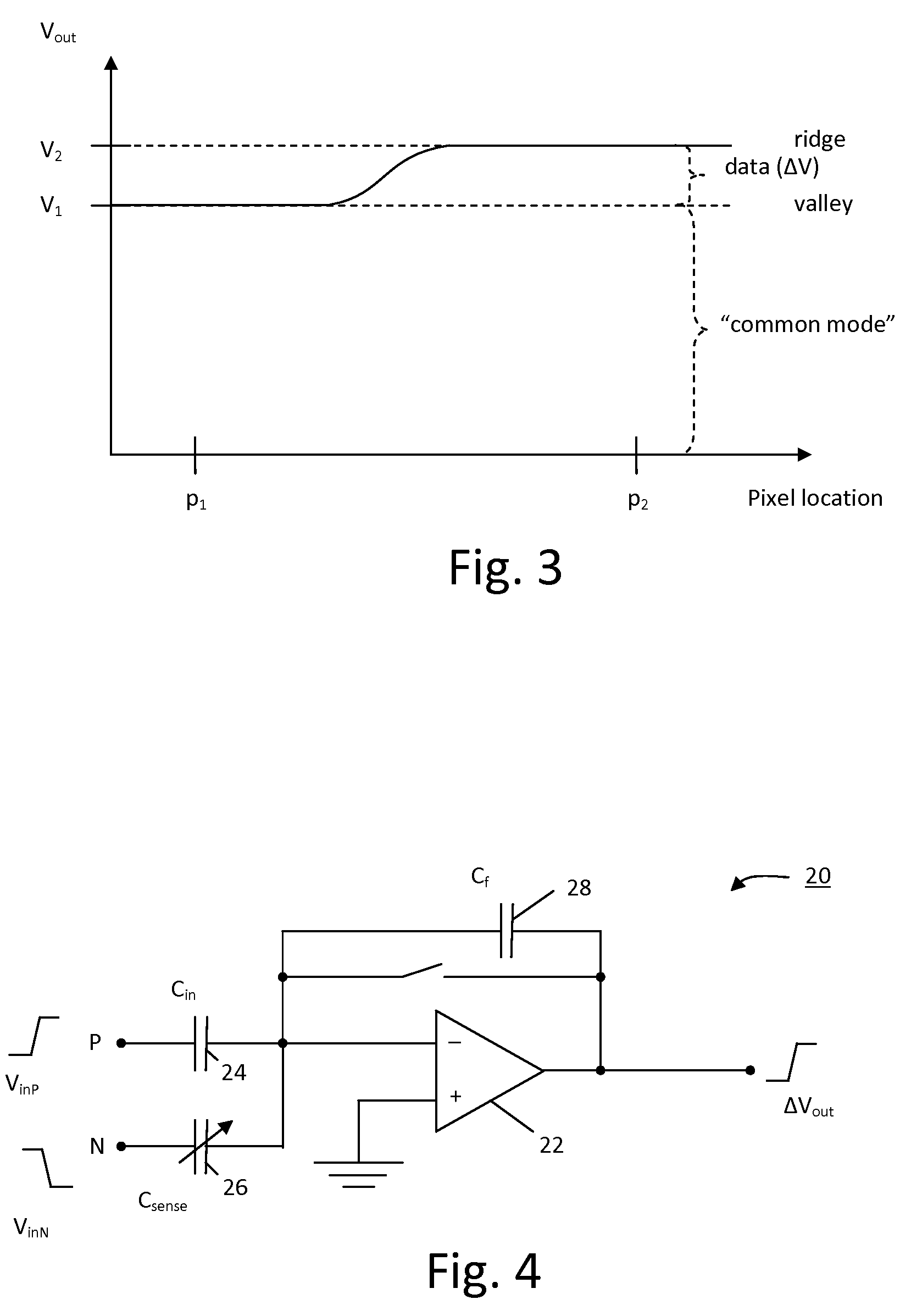 Pixel sensing circuit with common mode cancellation