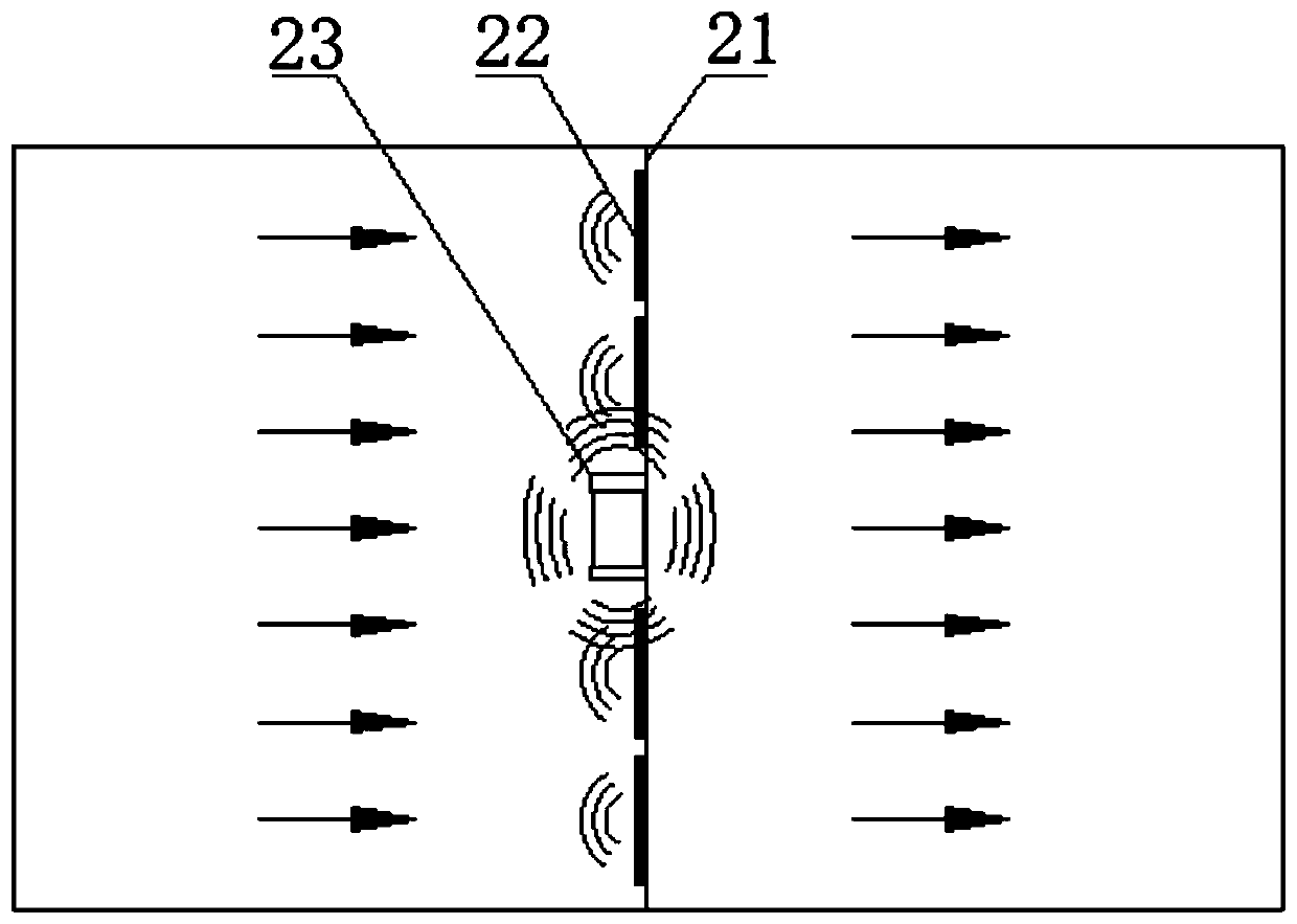 Method and system for expelling underwater organisms by high-low frequency acoustic wave transducer