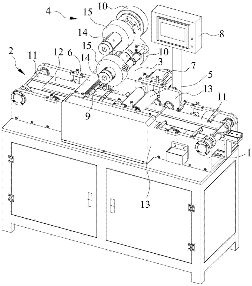 A pasting machine for processing corrugated rubber pads for automobile fuel tanks