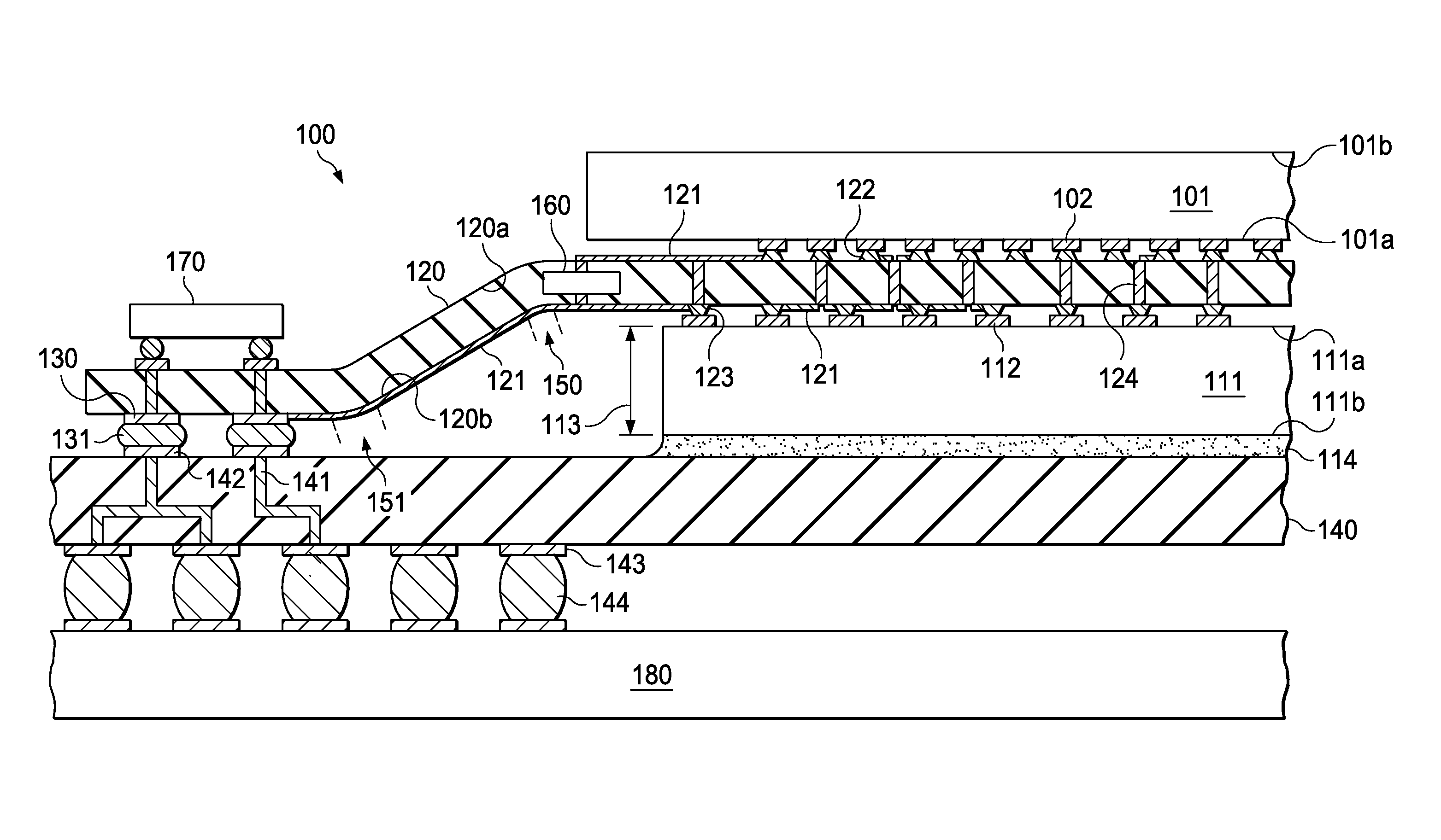 Flexible Interposer for Stacking Semiconductor Chips and Connecting Same to Substrate