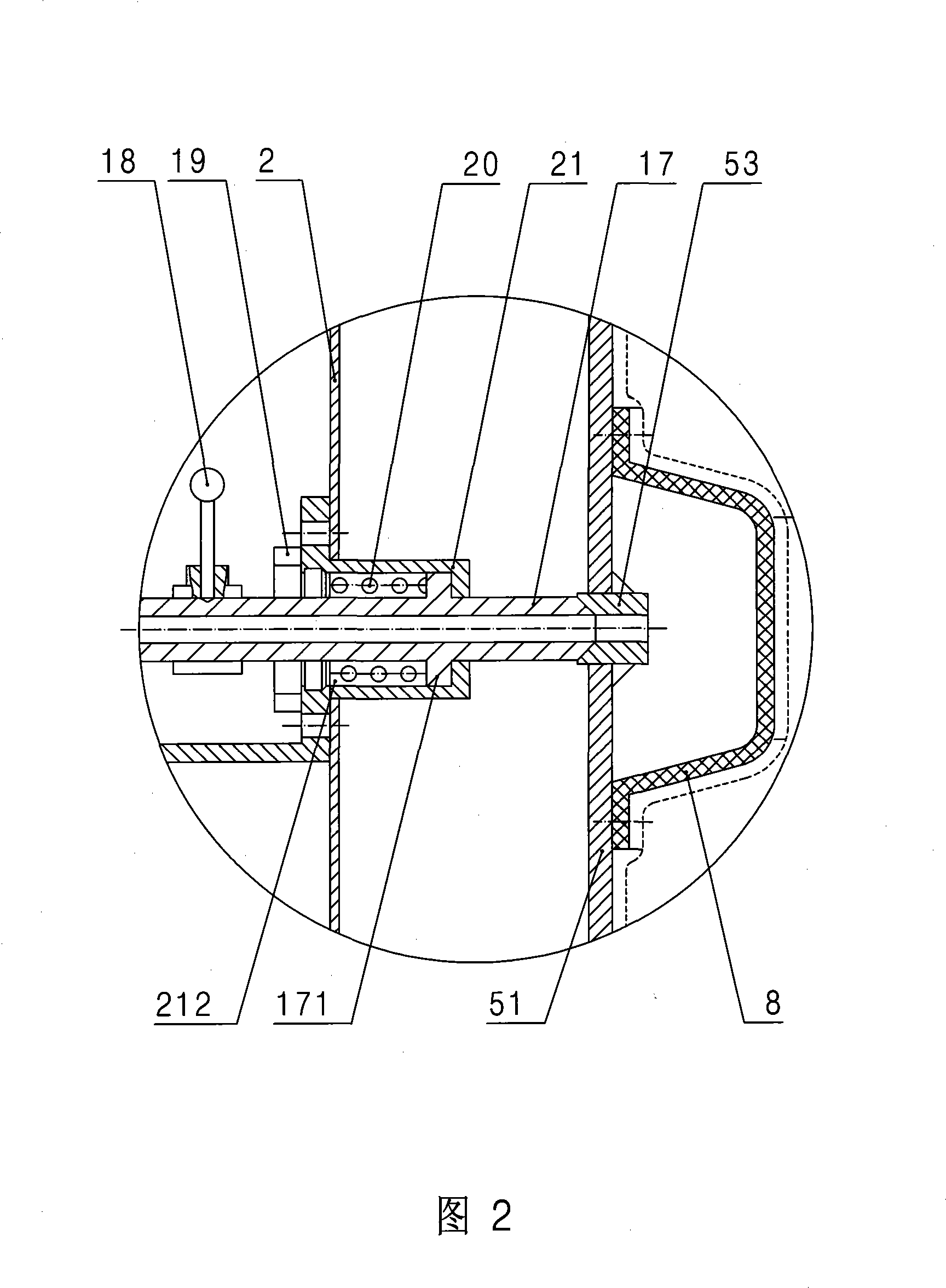 Bag extrusion device of the hanging bag type centrifugal machine