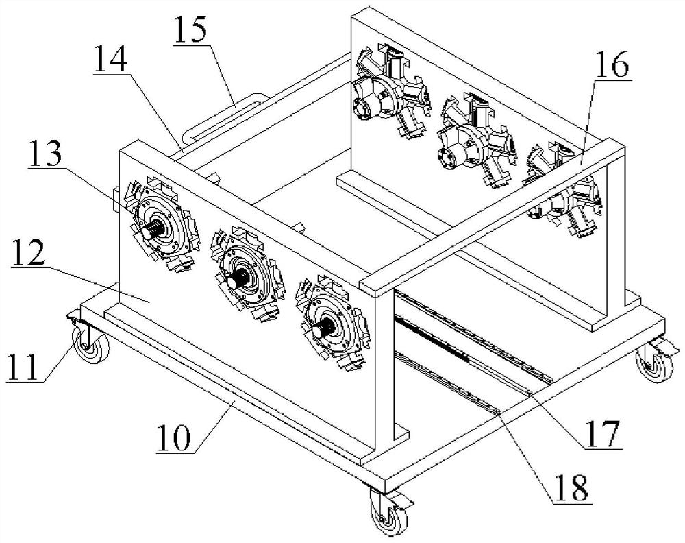 Motor moving device for cooperating with hydraulic motor test bench and control method thereof