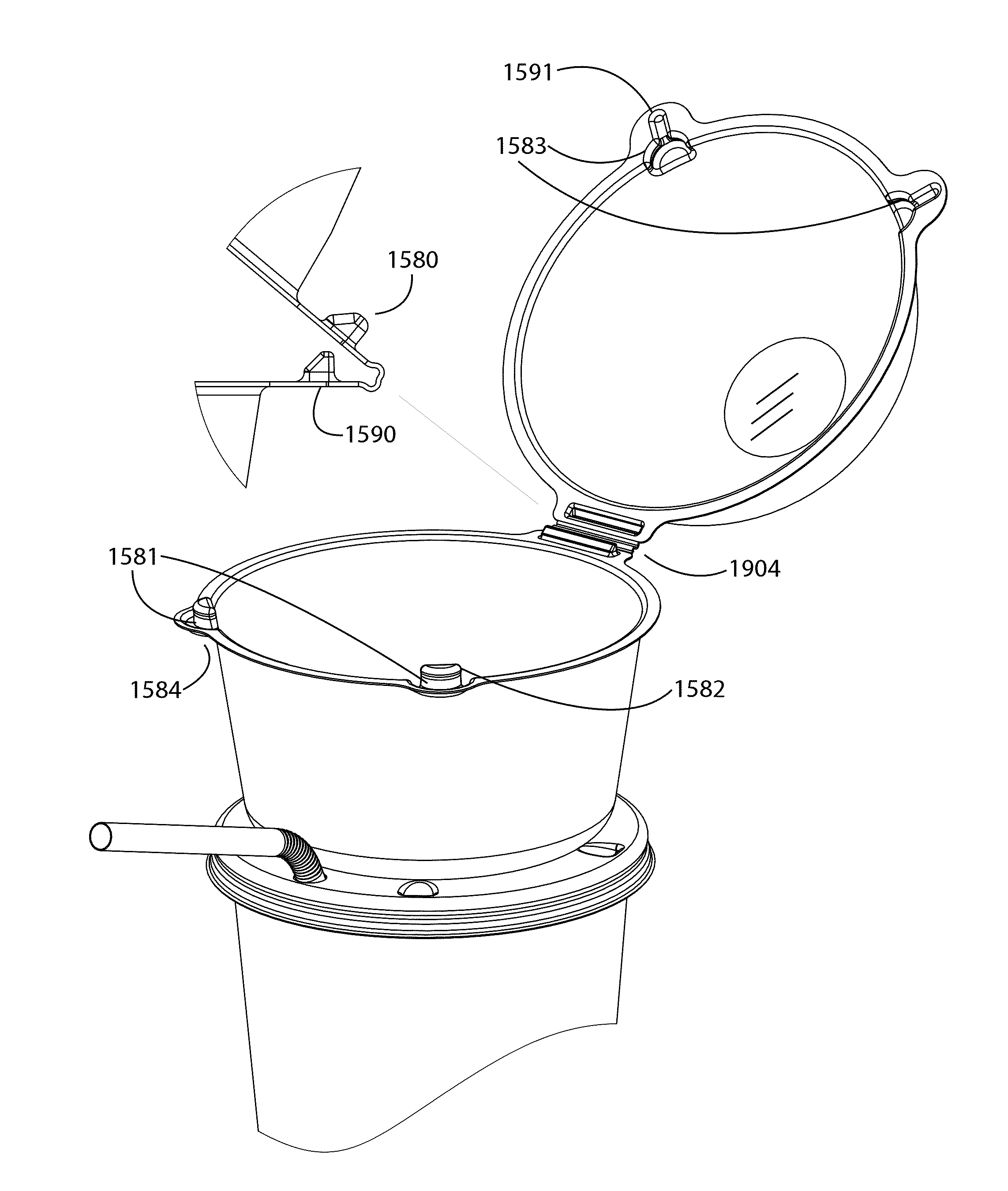 Cup lid with integrated container