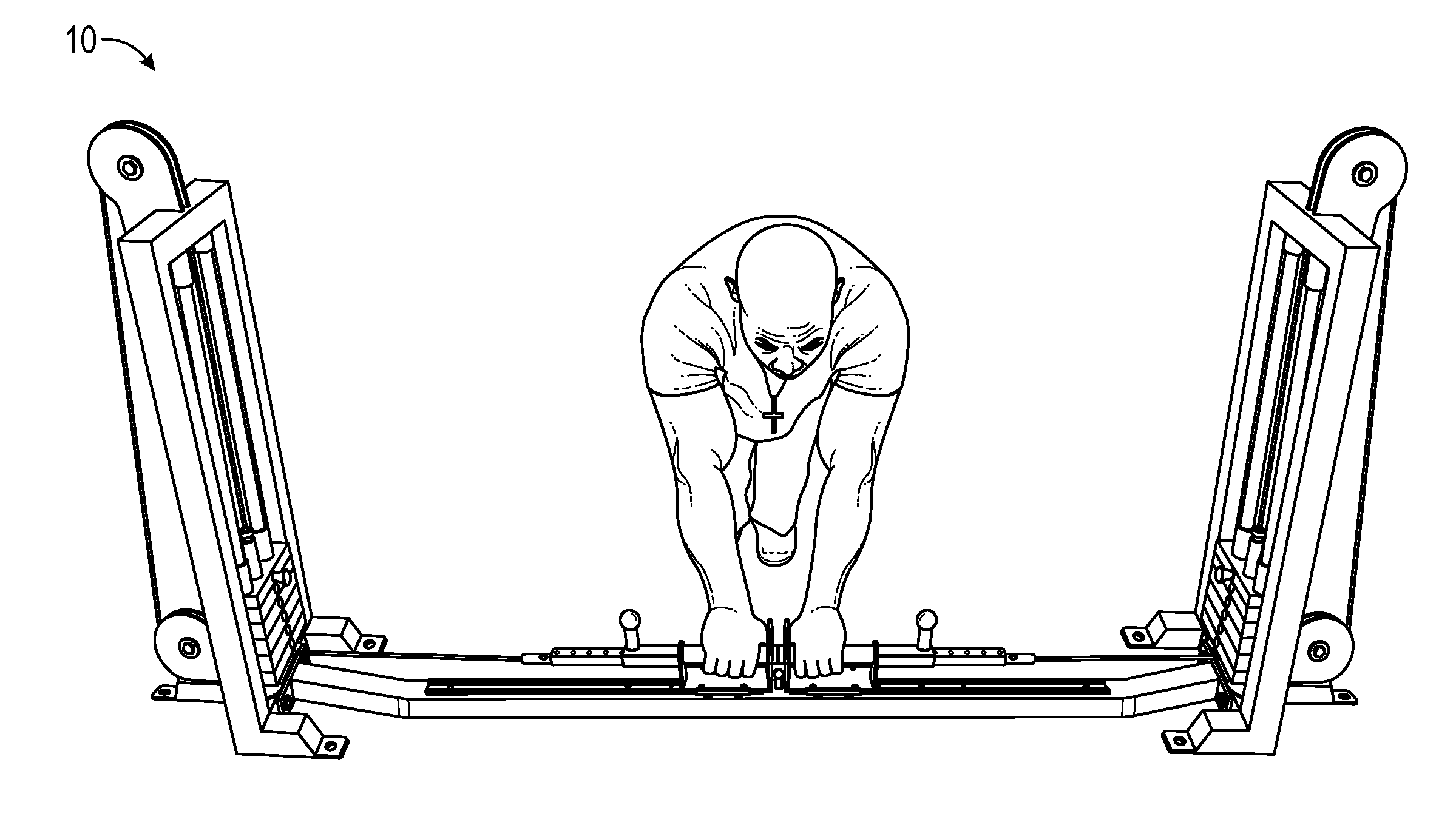 Weight stack pushup exercise device