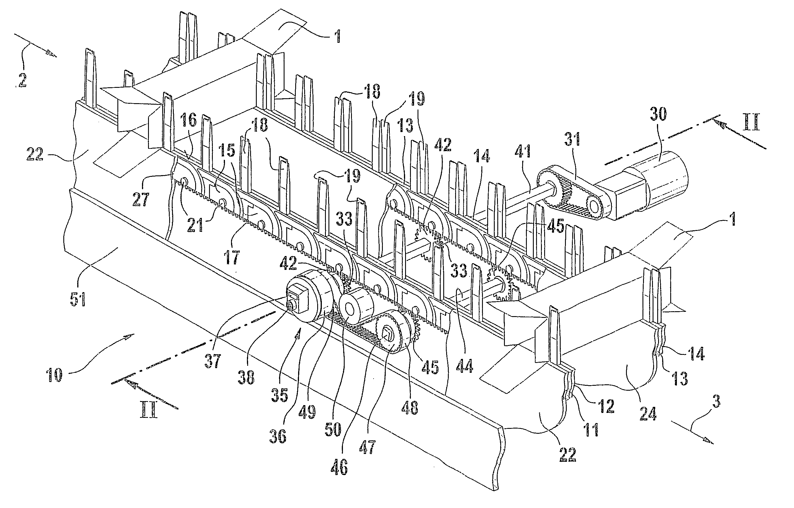 Transport device for objects in packaging machines