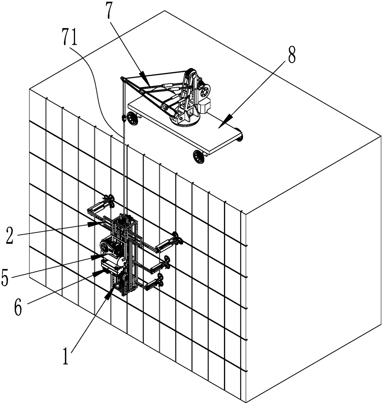 Multi-layer leg wall-climbing robot and wall-climbing loading system