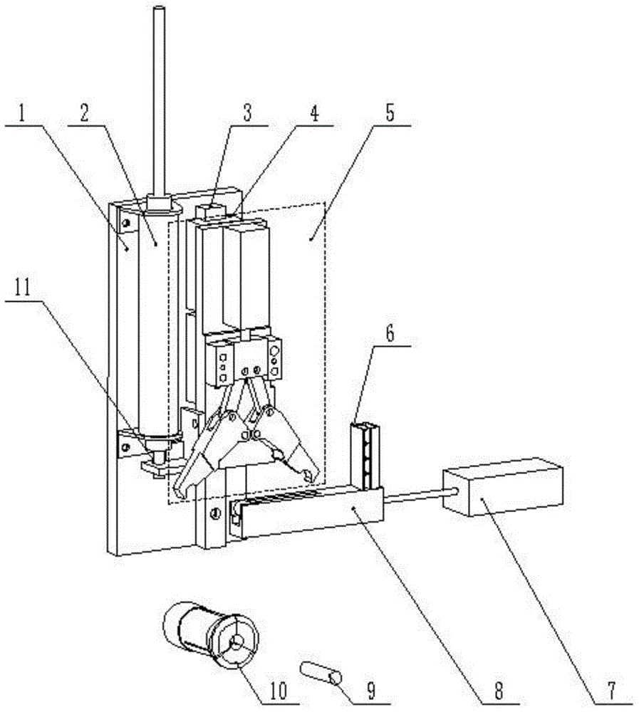 Feeding device with pneumatic clamping jaw