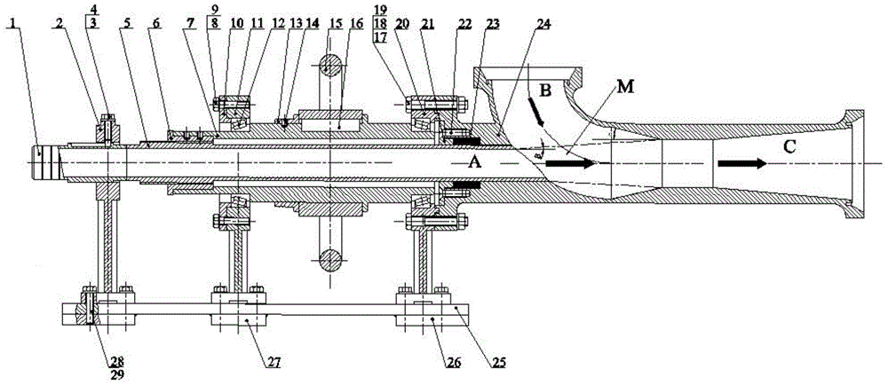 High-efficiency jet nozzle capable of continuously regulating position of jet pipe