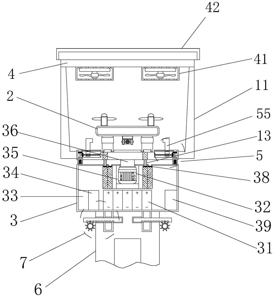 A charging base for unattended on-site monitoring drones