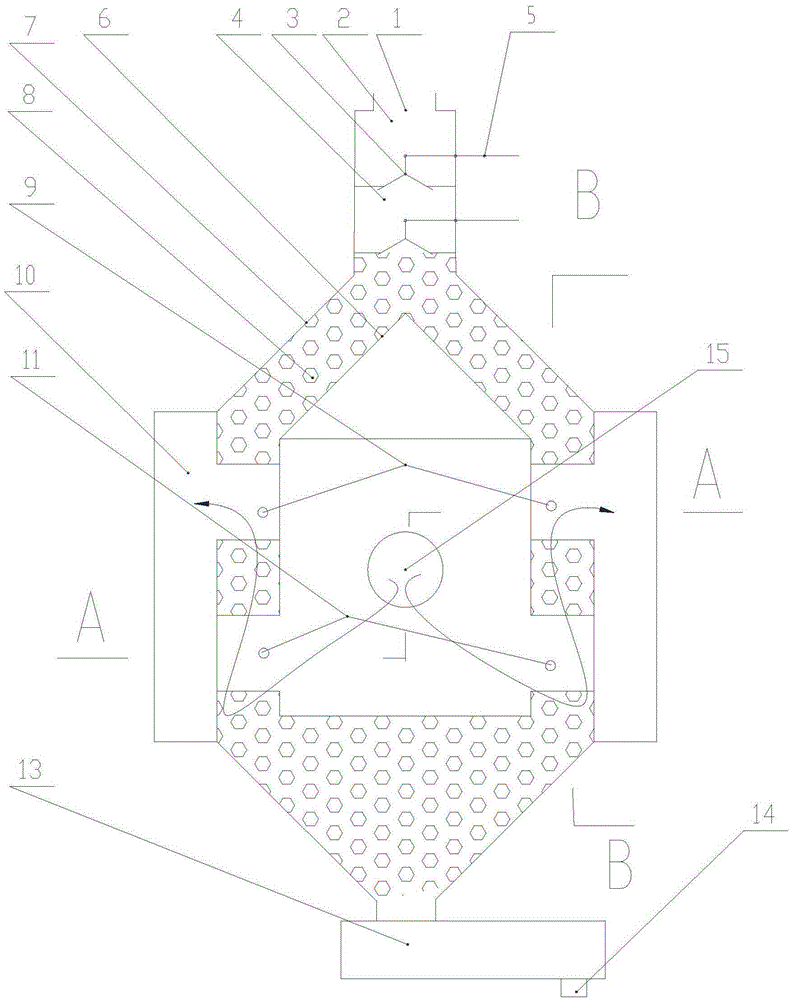 Mixed-flow type moving bed high-temperature gas filtering and purifying device and method