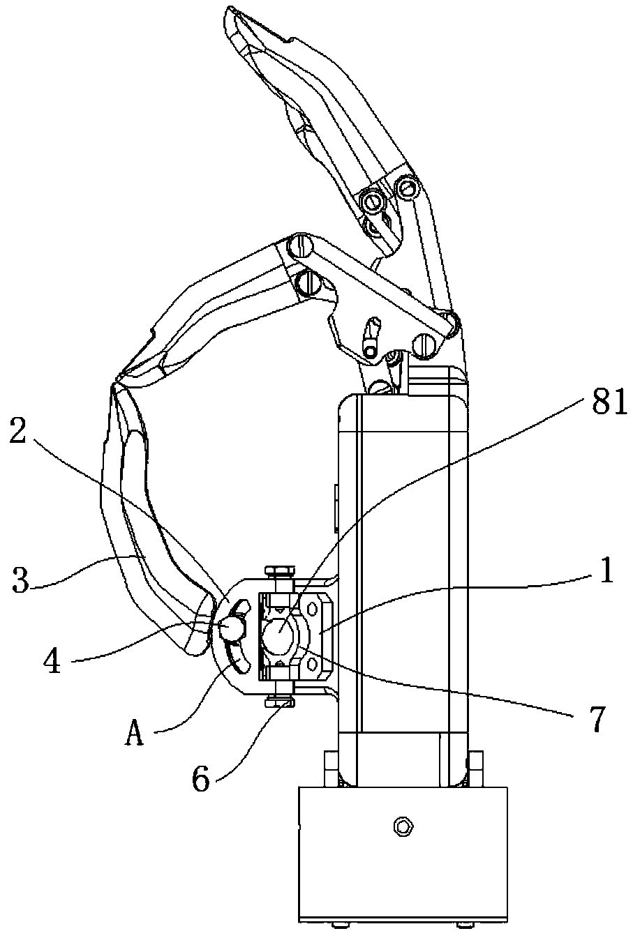 Passive prosthetic hand thumb installation structure