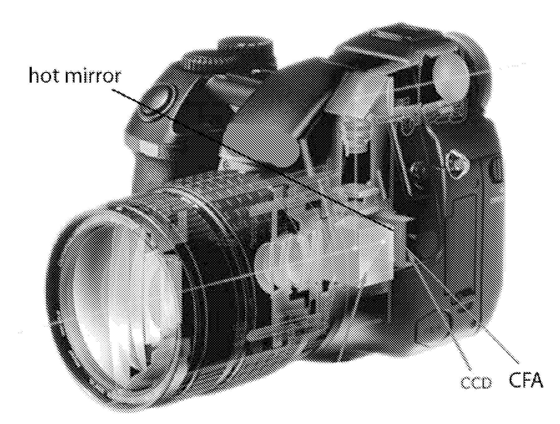 Camera design for the simultaneous capture of near-infrared and visible images