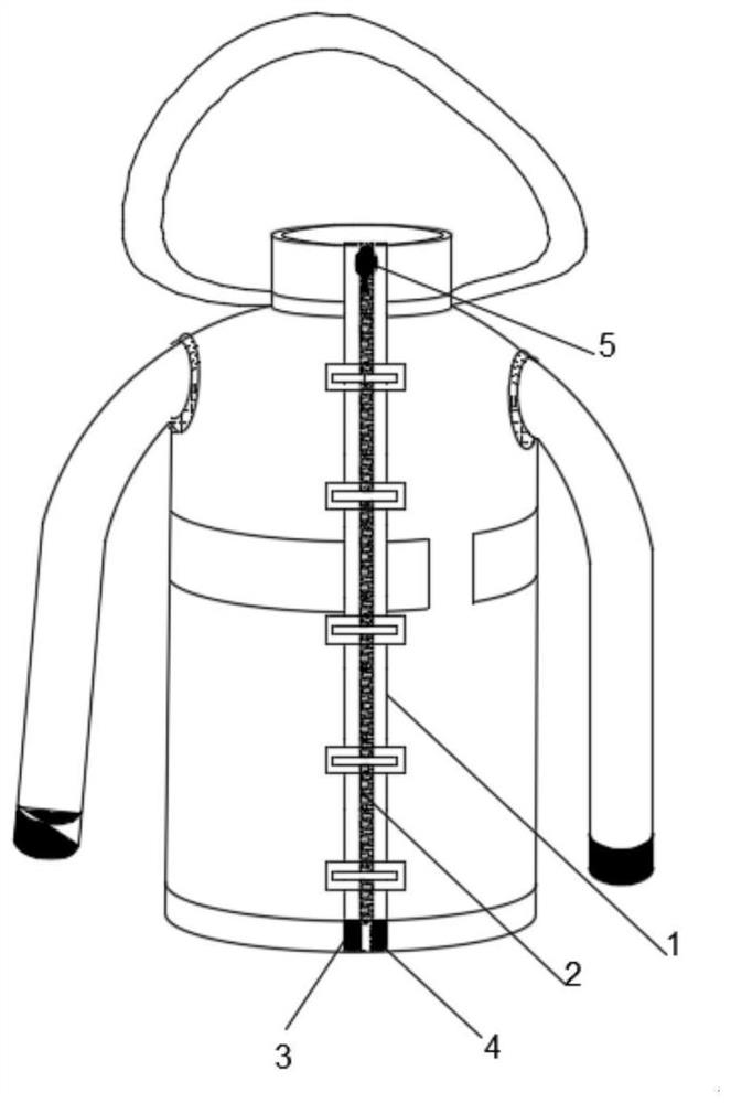 Cold-bridge-free structure of down jacket zipper