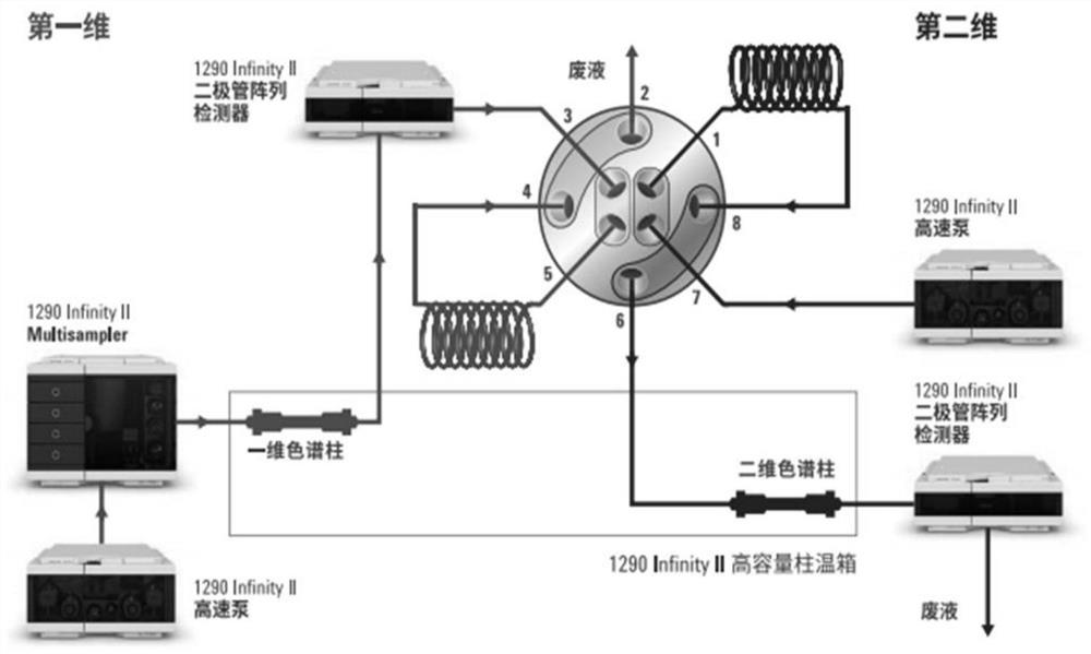 Two-dimensional liquid chromatography detection method of compound Nanxingzhitong ointment