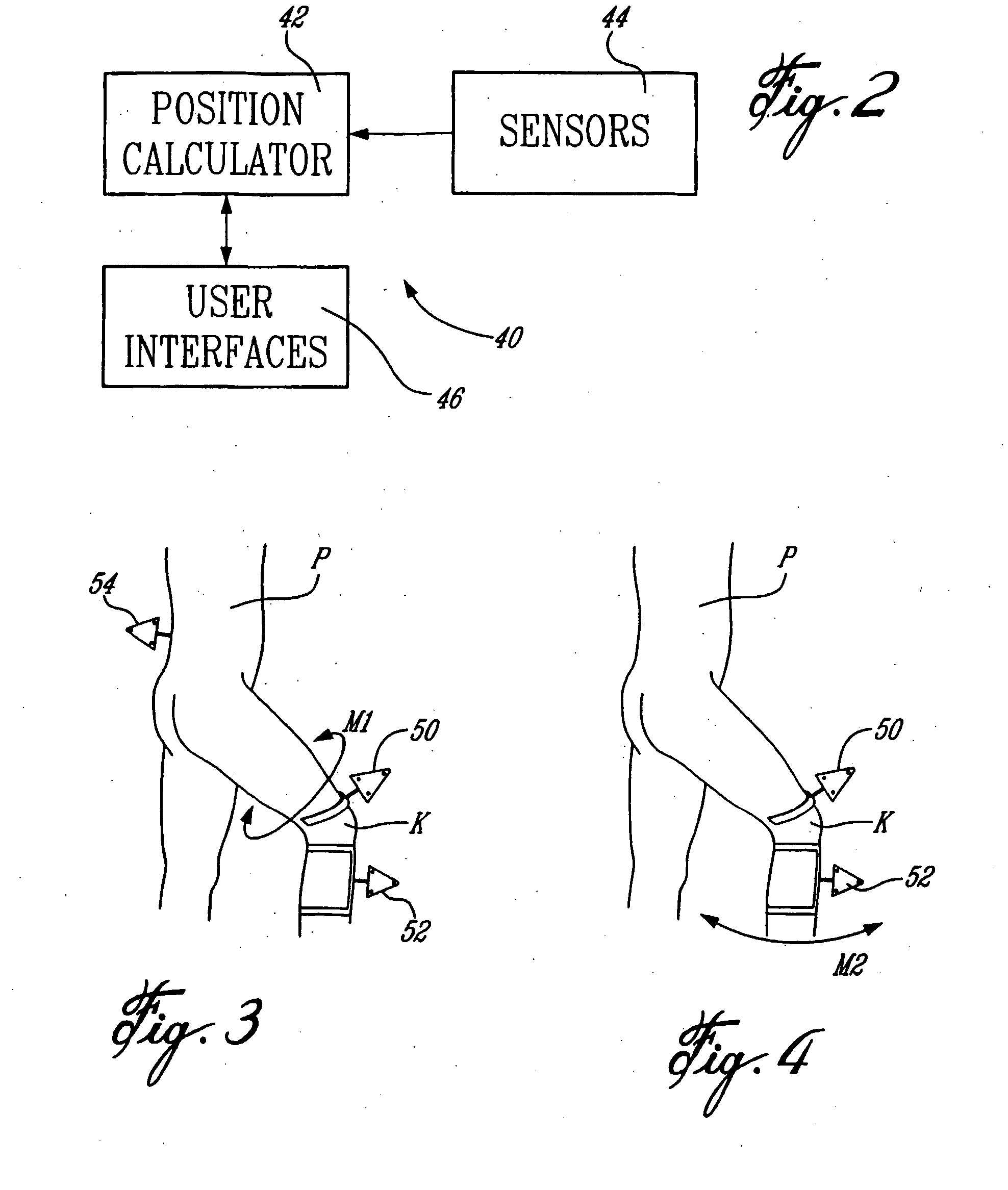 Method of calibration for the representation of knee kinematics and harness for use therewith