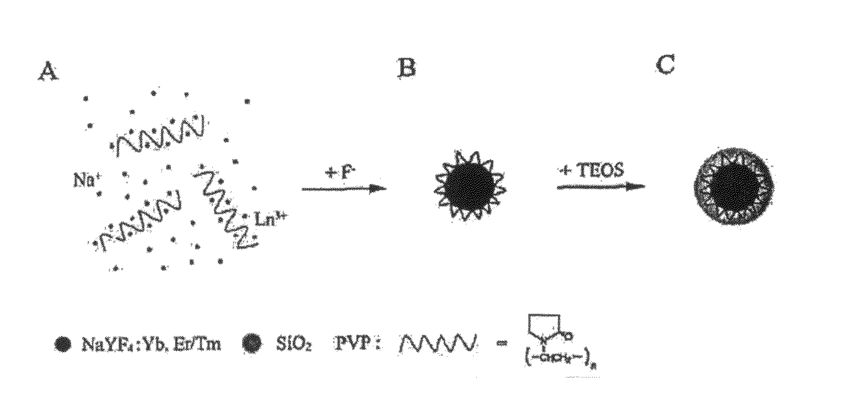 Upconversion fluorescent nano-structured material and uses thereof