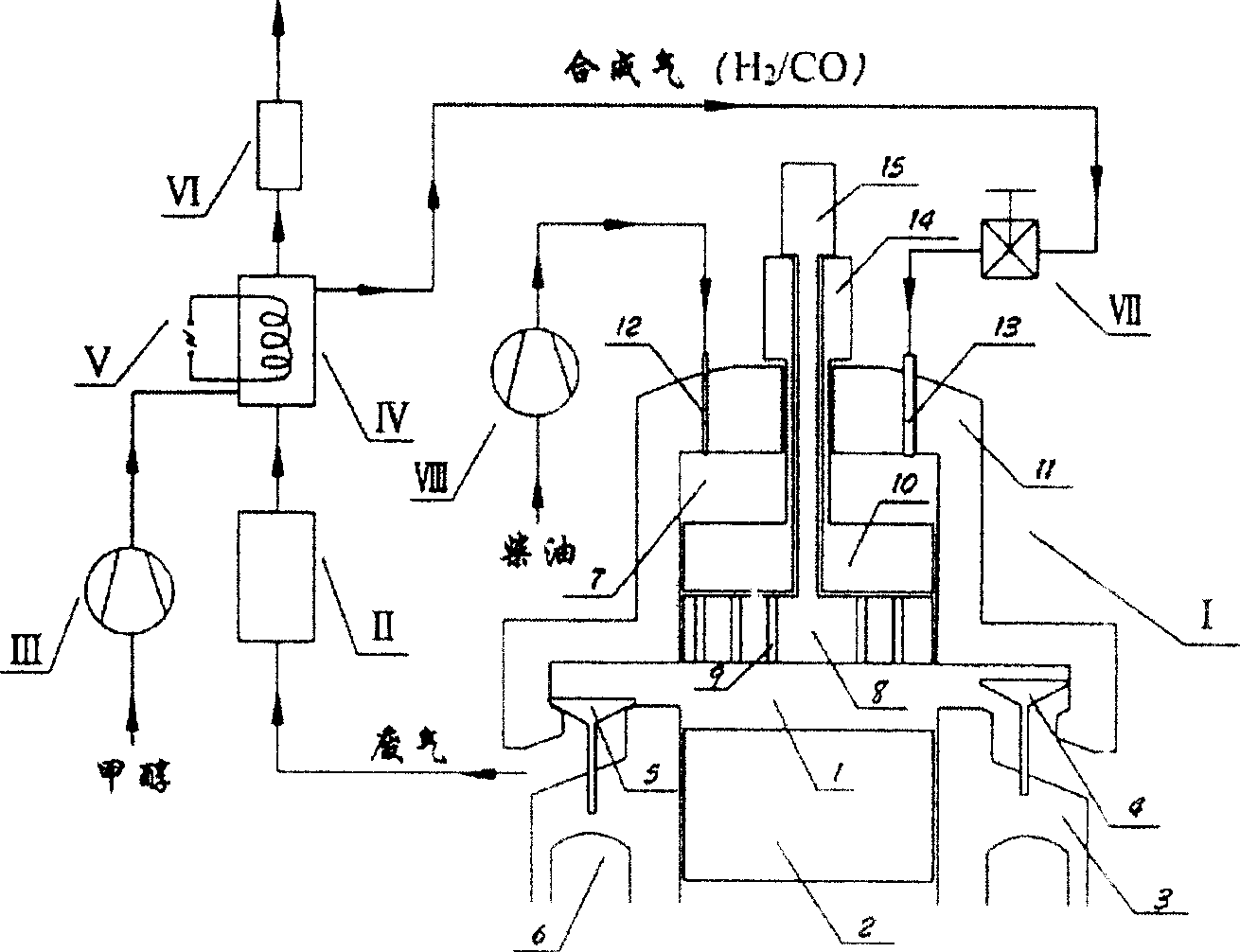 Thin-phase combustion method for realizing low-emission of diesel engine and apparatus thereof