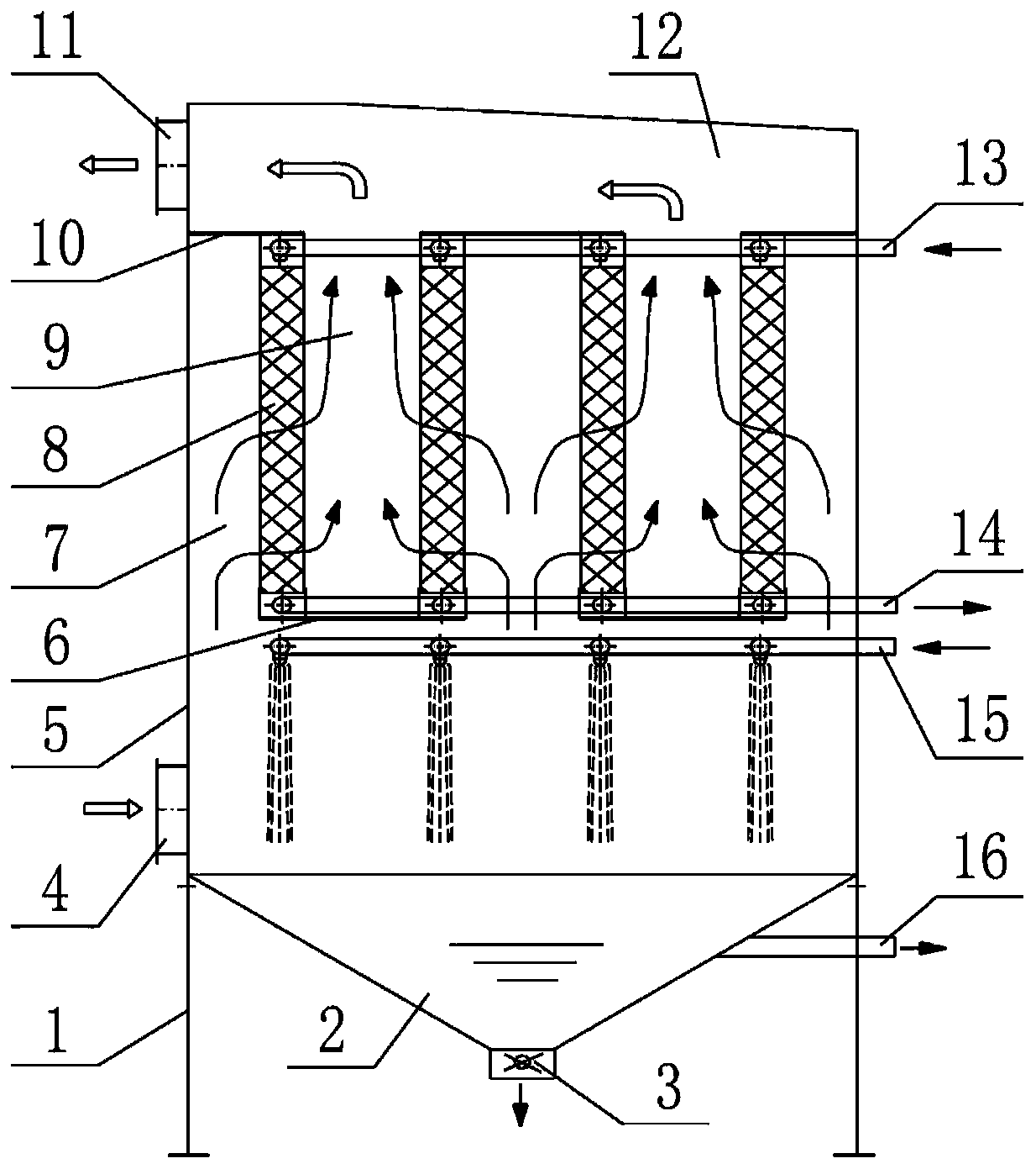 Wet curtain solution dehydrator