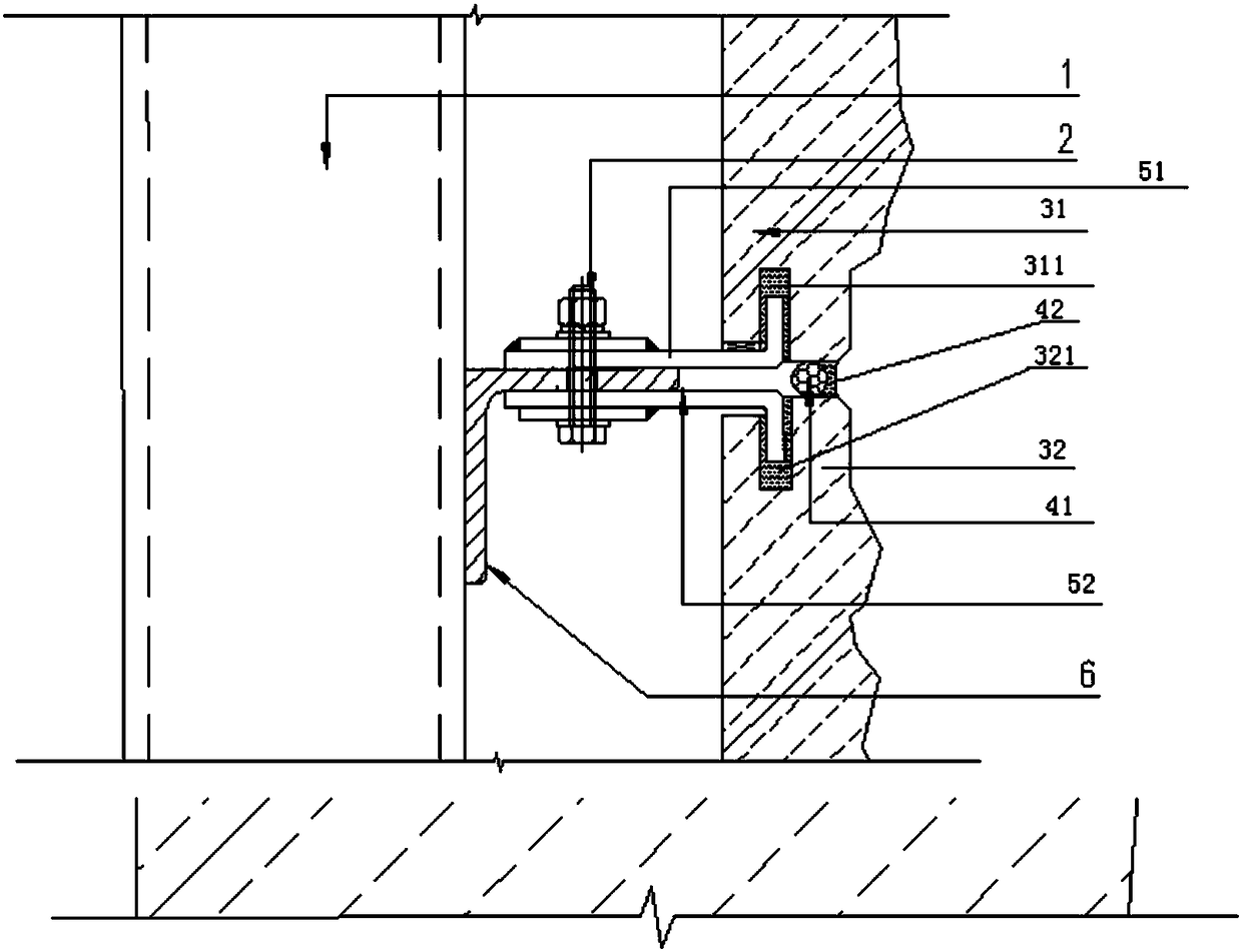 Male and female face dry hanging stone curtain wall and construction method thereof