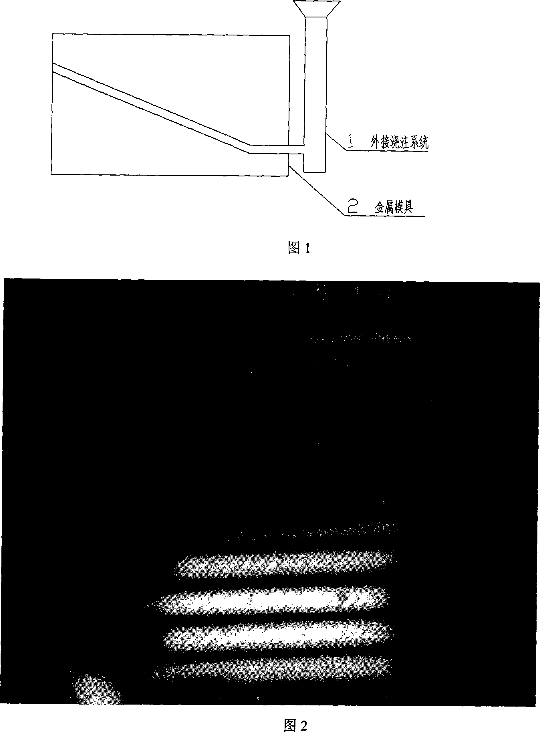 Voluminous defect free non-crystal alloy antigravity casting method and special purpose die