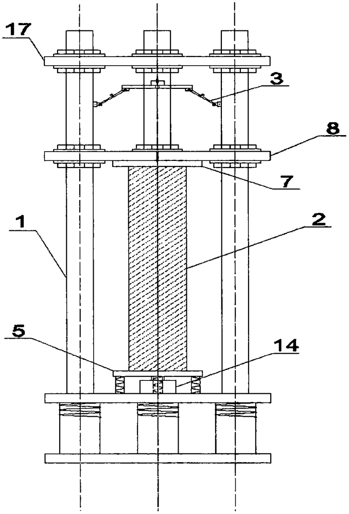 Calibrating device for concrete test piece and jack on creep instrument