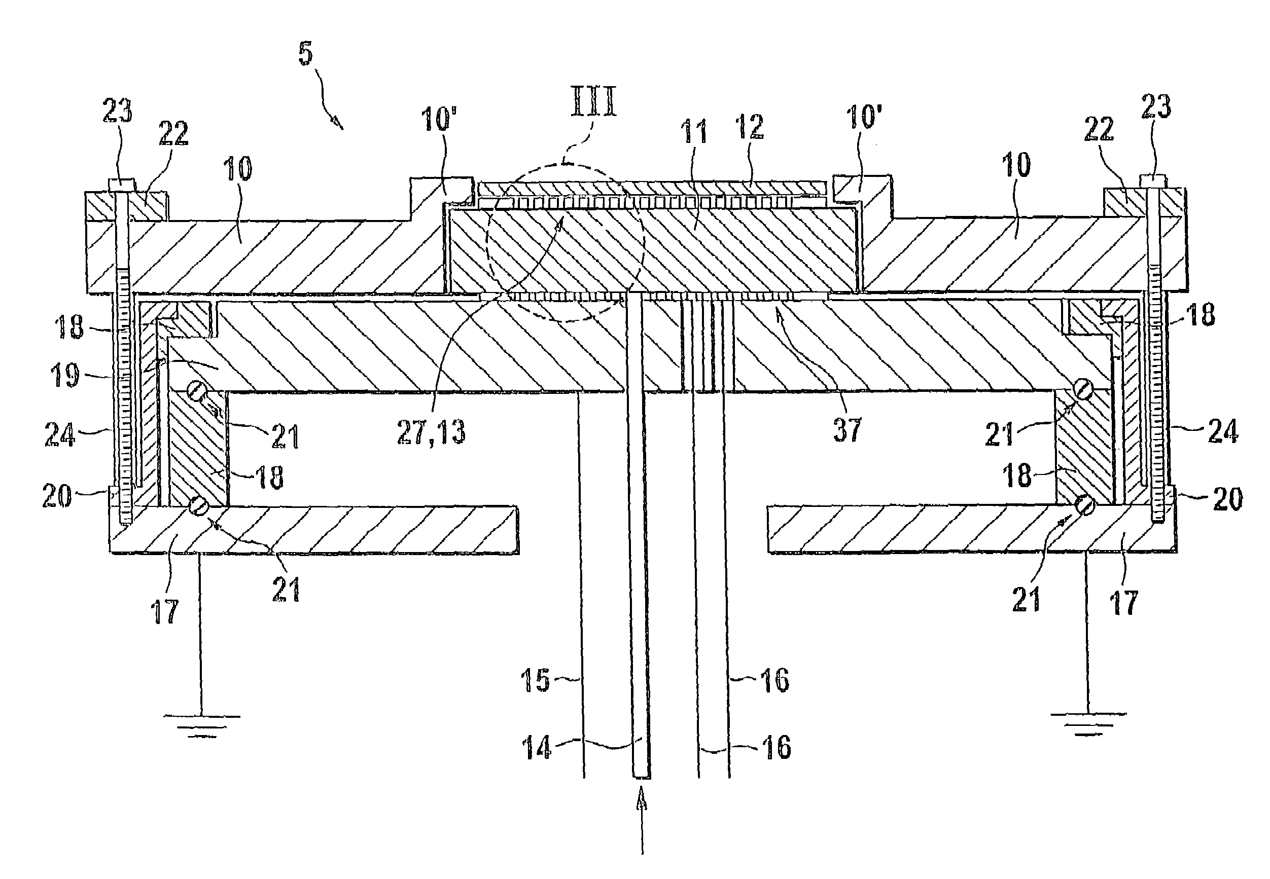 Holding device, in particular for fixing a semiconductor wafer in a plasma etching device, and method for supplying heat to or dissipating heat from a substrate