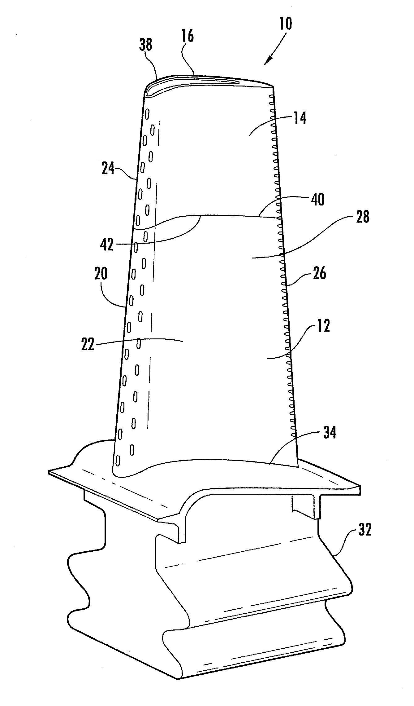 Turbine airfoil having outboard and inboard sections