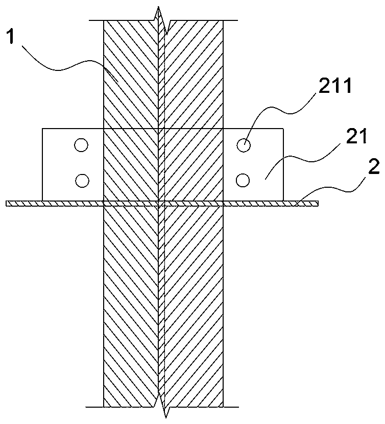A connection joint structure of a local laminated plate and a combined wall column