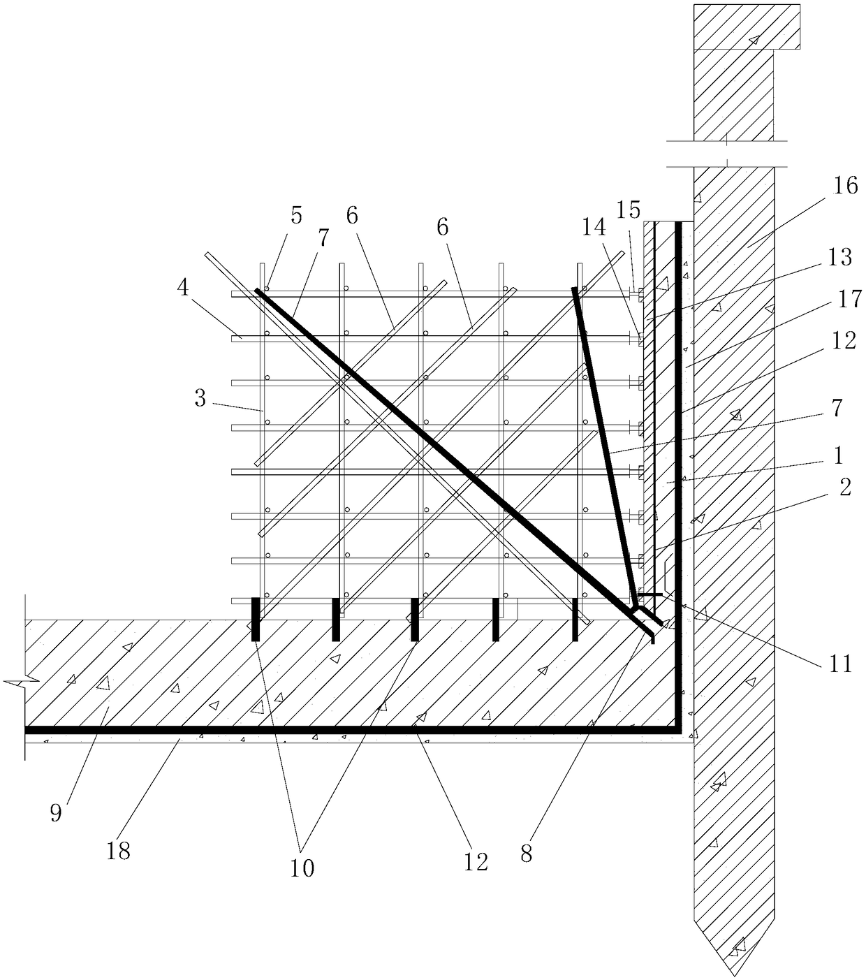 Construction method of single-side formwork support for basement exterior wall based on steel pipe truss