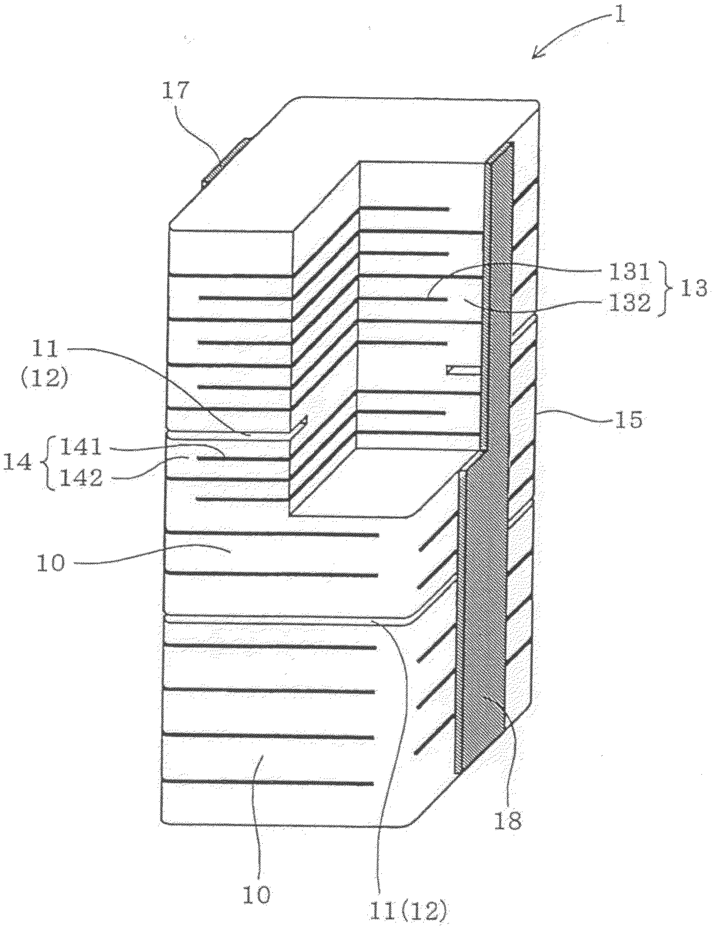 Stacked piezoelectric device