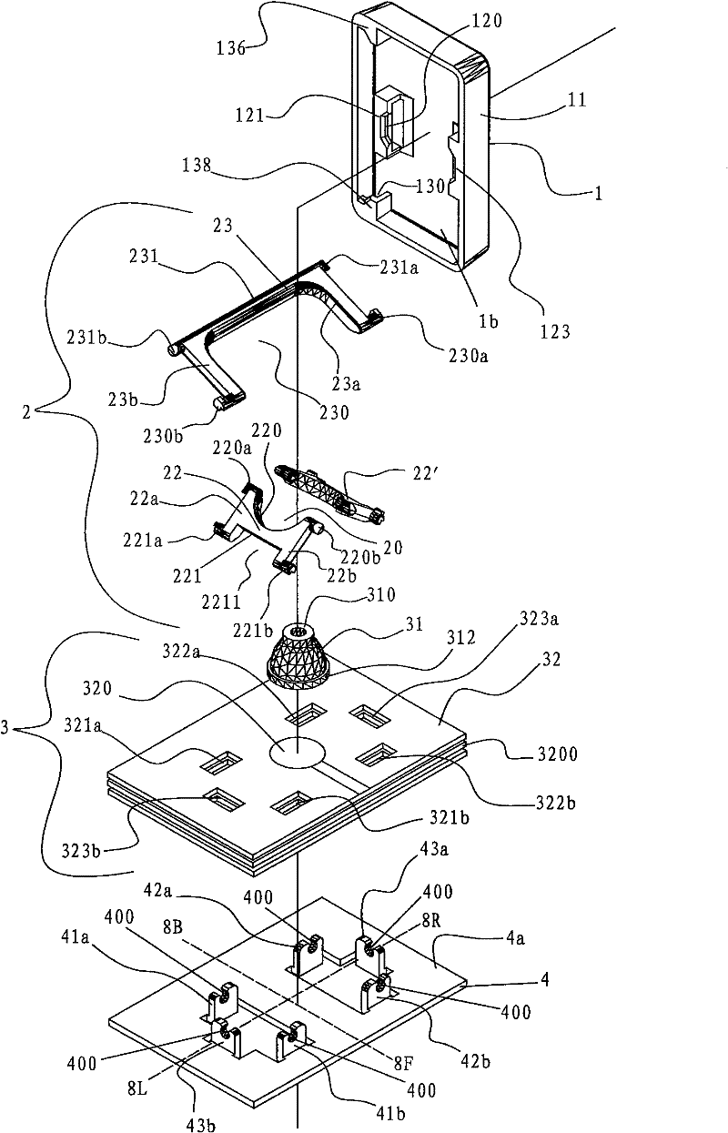 Keyboard, key direction switch device and respective assembling processes