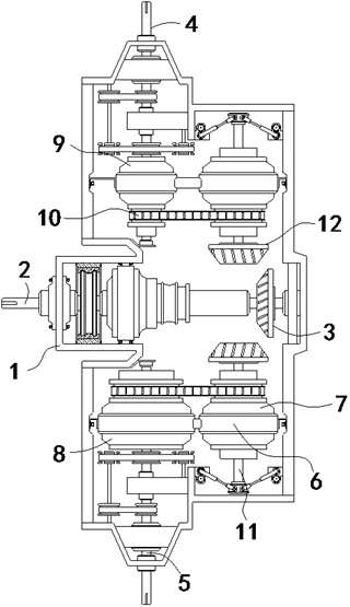 Noise reduction type bidirectional output gearbox capable of achieving multi-gear variable speed adjustment