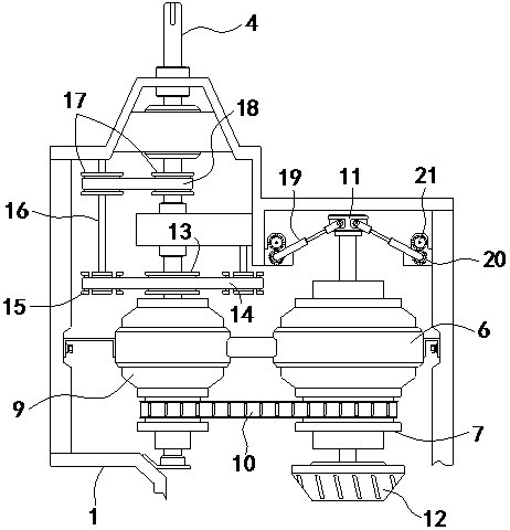 Noise reduction type bidirectional output gearbox capable of achieving multi-gear variable speed adjustment
