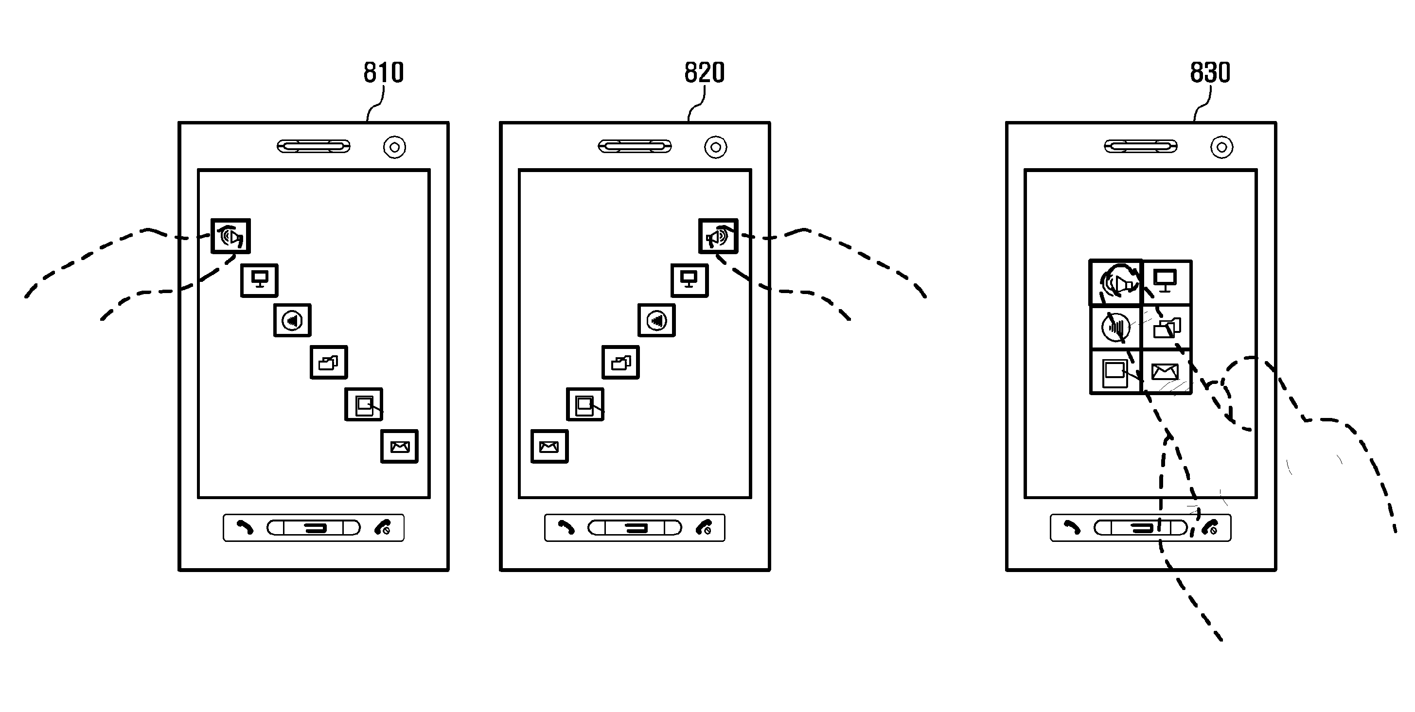 Method and apparatus for displaying graphical user interface depending on a user's contact pattern