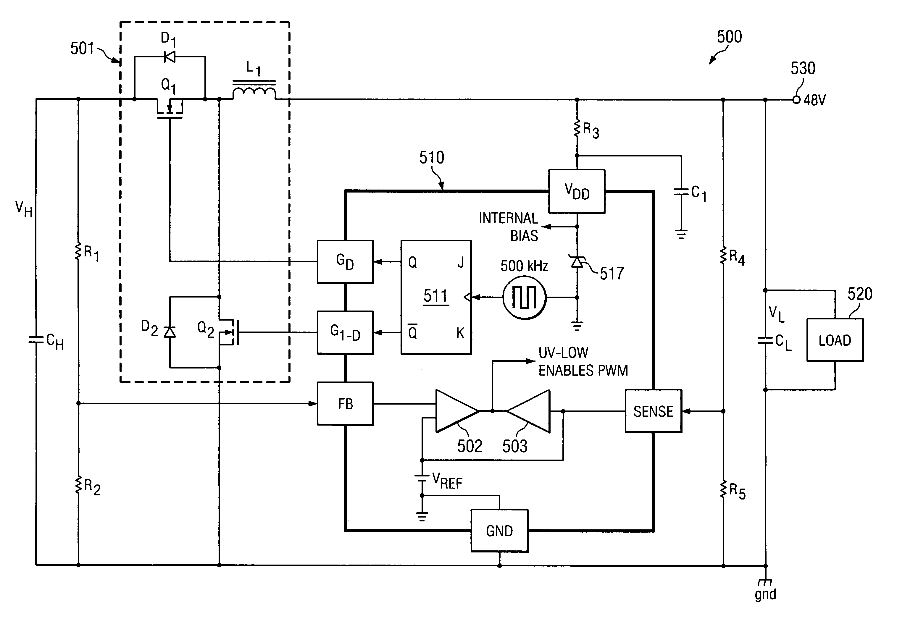 Holdover circuit for a power converter using a bi-directional switching regulator