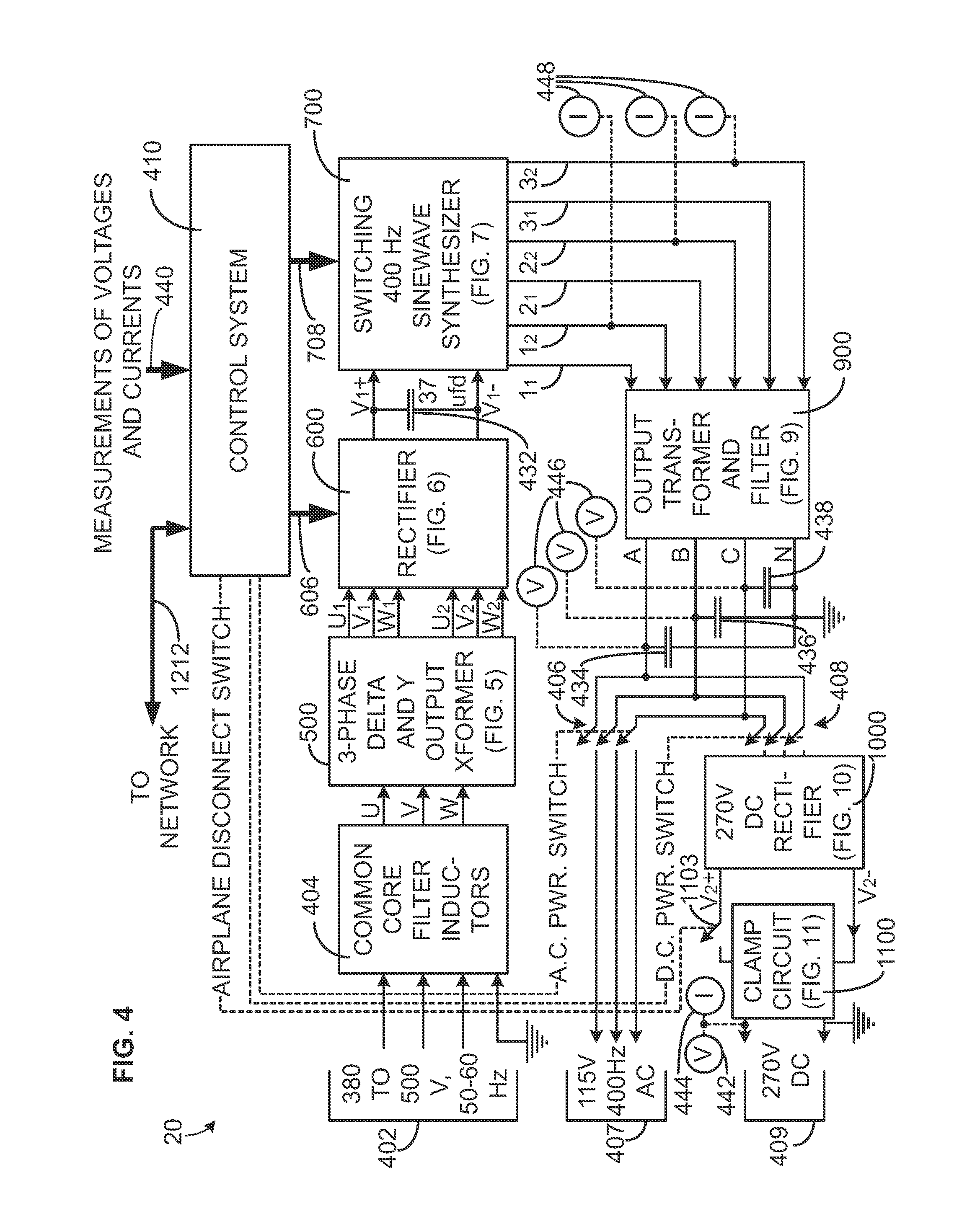 Multi-voltage power supply for a universal airplane ground support equipment cart