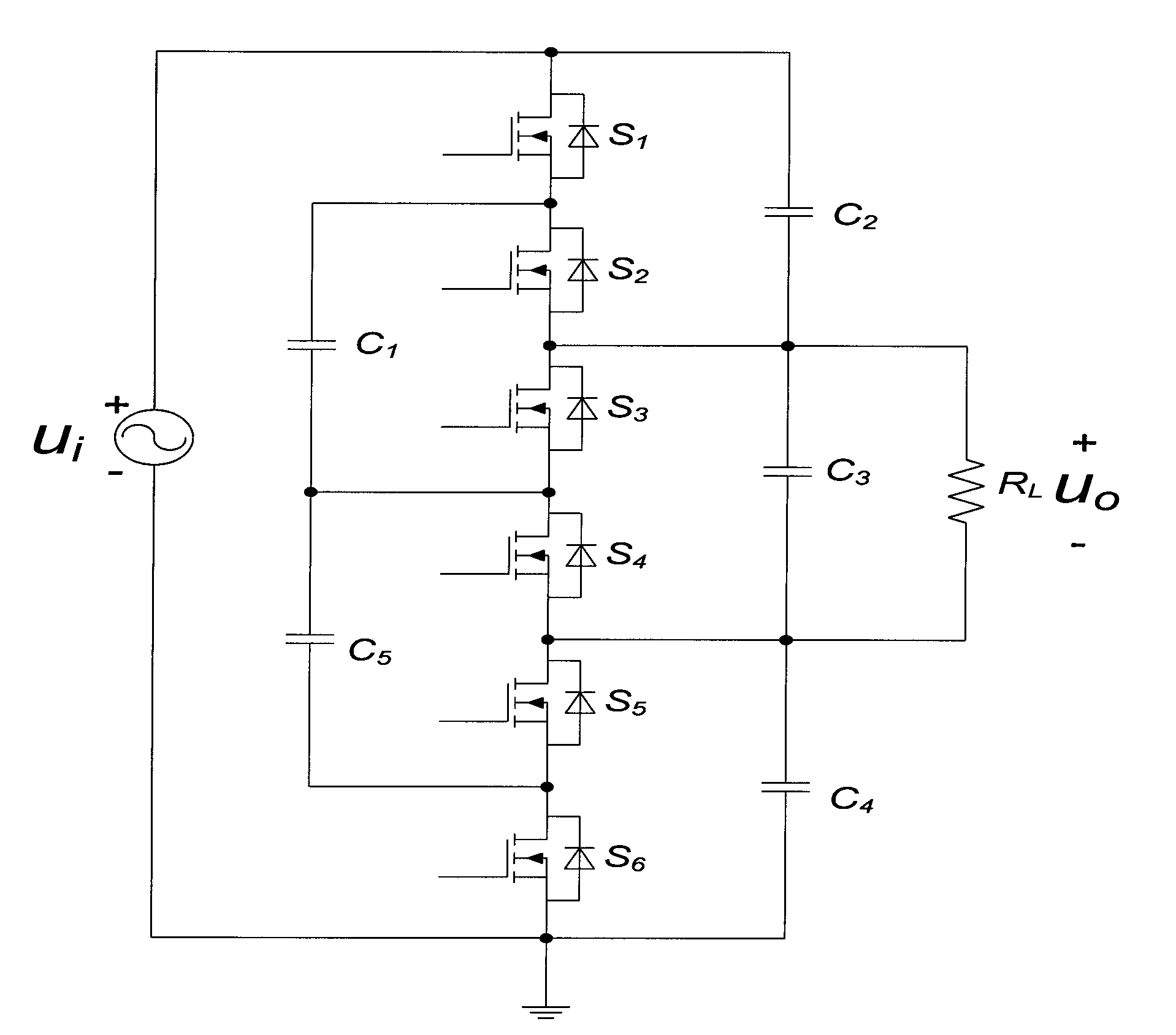 Realization method of fixed transformation ratio switching capacitor AC/AC (Alternating Current/Alternating Current) converter