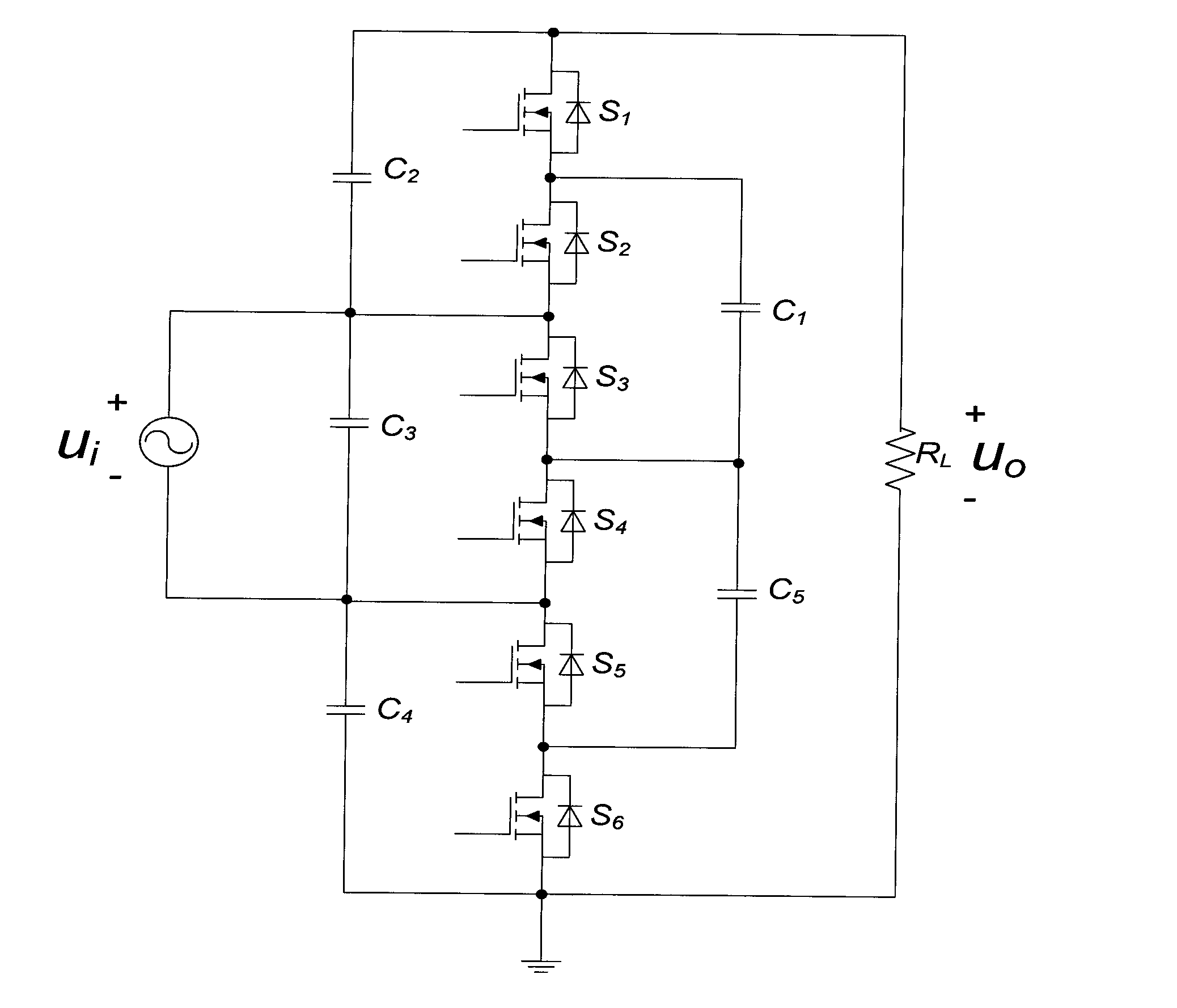 Realization method of fixed transformation ratio switching capacitor AC/AC (Alternating Current/Alternating Current) converter