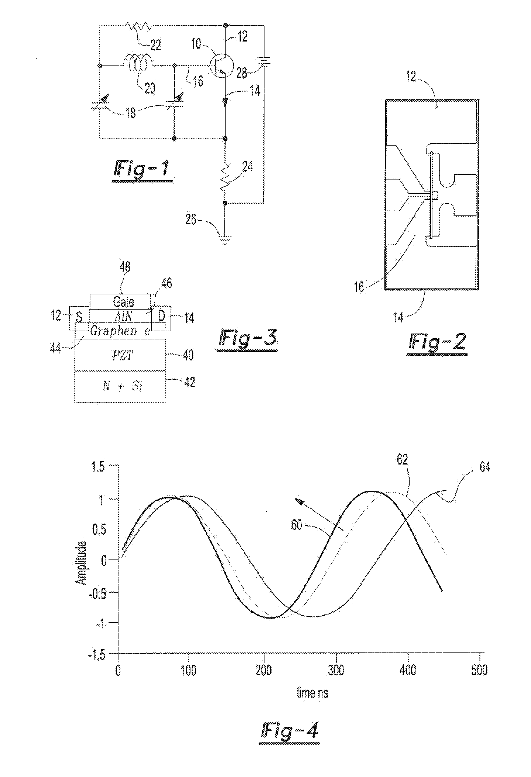 Voltage tunable oscillator using bilayer graphene and a lead zirconate titanate capacitor