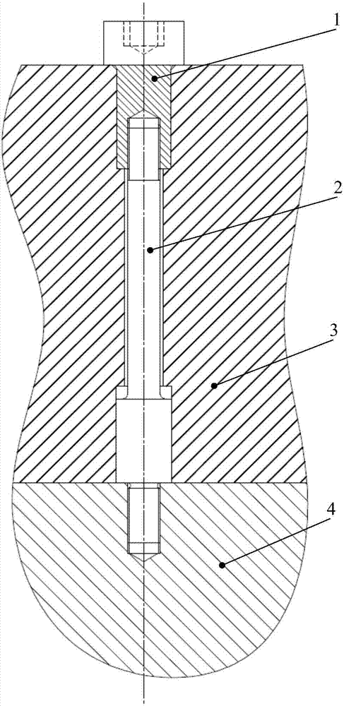 Variable-section engine body stitching bolt structure and assembling technology thereof